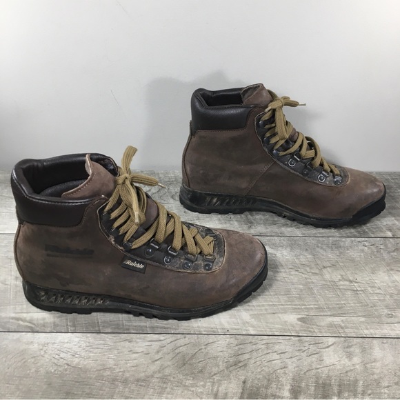 Raichle Womens 387 Made in Switzerland Hiking Hiker Brown Leather Boots Size 7.5 - Picture 3 of 11